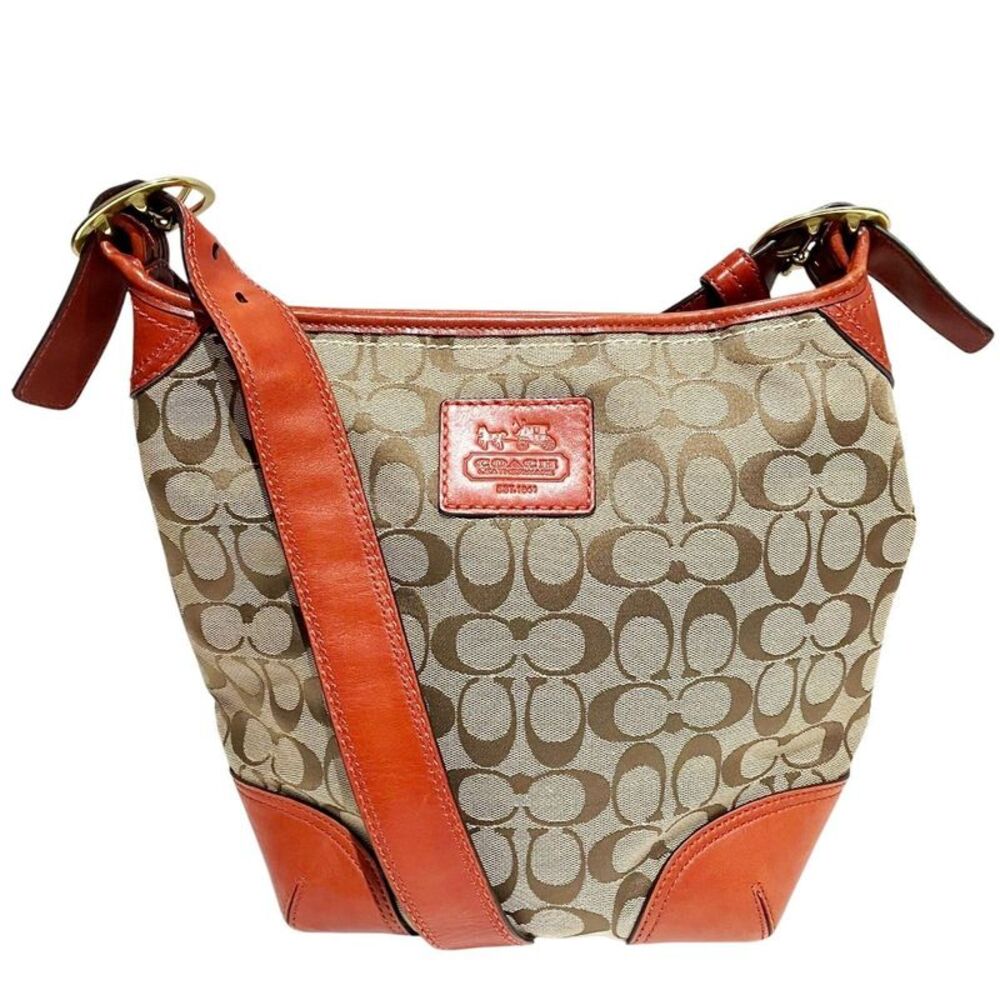 COACH Signature Canvas Leather Shoulder Bag